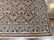 Unique Persian Qum Rug 5x7, Repeated Paisely Boteh Design, Ivory Red Blue, Handmade Antique Wool Persian Carpet, Finely Hand Knotted - Jewel RugsShopify CollectiveHUNTEDFOX - Unique Persian Qum Rug 5x7, Repeated Paisely Boteh Design, Ivory Red Blue, Handmade Antique Wool Persian Carpet, Finely Hand Knotted