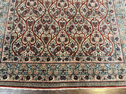 Unique Persian Qum Rug 5x7, Repeated Paisely Boteh Design, Ivory Red Blue, Handmade Antique Wool Persian Carpet, Finely Hand Knotted - Jewel RugsShopify CollectiveHUNTEDFOX - Unique Persian Qum Rug 5x7, Repeated Paisely Boteh Design, Ivory Red Blue, Handmade Antique Wool Persian Carpet, Finely Hand Knotted