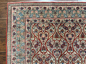 Unique Persian Qum Rug 5x7, Repeated Paisely Boteh Design, Ivory Red Blue, Handmade Antique Wool Persian Carpet, Finely Hand Knotted - Jewel RugsShopify CollectiveHUNTEDFOX - Unique Persian Qum Rug 5x7, Repeated Paisely Boteh Design, Ivory Red Blue, Handmade Antique Wool Persian Carpet, Finely Hand Knotted