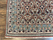 Unique Persian Qum Rug 5x7, Repeated Paisely Boteh Design, Ivory Red Blue, Handmade Antique Wool Persian Carpet, Finely Hand Knotted - Jewel RugsShopify CollectiveHUNTEDFOX - Unique Persian Qum Rug 5x7, Repeated Paisely Boteh Design, Ivory Red Blue, Handmade Antique Wool Persian Carpet, Finely Hand Knotted