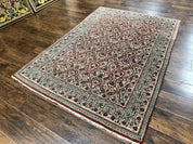 Unique Persian Qum Rug 5x7, Repeated Paisely Boteh Design, Ivory Red Blue, Handmade Antique Wool Persian Carpet, Finely Hand Knotted - Jewel RugsShopify CollectiveHUNTEDFOX - Unique Persian Qum Rug 5x7, Repeated Paisely Boteh Design, Ivory Red Blue, Handmade Antique Wool Persian Carpet, Finely Hand Knotted