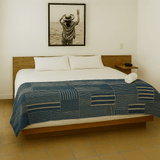 Vintage African Indigo Coverlet – Handcrafted Striped Bed Throw