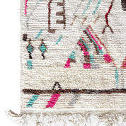 Vintage Moroccan Shag Rug - Light Yellow & Ivory with Pink, Blue & Purple Accents - kidsneed verificationPinkHUNTEDFOX - Vintage Moroccan Shag Rug - Light Yellow & Ivory with Pink, Blue & Purple Accents
