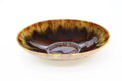 Vintage Pottery Brown Drip Glaze Oval Bowl - BrownCeramicHOME DECORHUNTEDFOX - Vintage Pottery Brown Drip Glaze Oval Bowl - HUNTEDFOX