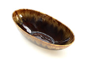 Vintage Pottery Brown Drip Glaze Oval Bowl - BrownCeramicHOME DECORHUNTEDFOX - Vintage Pottery Brown Drip Glaze Oval Bowl - HUNTEDFOX
