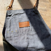 Custom Waxed Canvas Half Apron – Leather Trim Utility Belt for Baristas, Bartenders & Artists