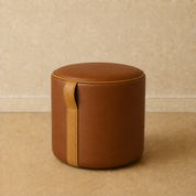 The Saddle Loop Ottoman | Whiskey Brown + Caramel Leather