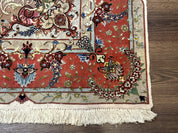 Wonderful Persian Tabriz Rug 5x7, Very Fine 440 KPSI, Ivory and Coral, Rare - Jewel RugsShopify CollectiveHUNTEDFOX - Wonderful Persian Tabriz Rug 5x7, Very Fine 440 KPSI, Ivory and Coral, Rare