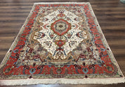 Wonderful Persian Tabriz Rug 5x7, Very Fine 440 KPSI, Ivory and Coral, Rare - Jewel RugsShopify CollectiveHUNTEDFOX - Wonderful Persian Tabriz Rug 5x7, Very Fine 440 KPSI, Ivory and Coral, Rare