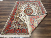 Wonderful Persian Tabriz Rug 5x7, Very Fine 440 KPSI, Ivory and Coral, Rare - Jewel RugsShopify CollectiveHUNTEDFOX - Wonderful Persian Tabriz Rug 5x7, Very Fine 440 KPSI, Ivory and Coral, Rare