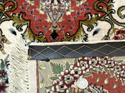 Wonderful Persian Tabriz Rug 5x7, Very Fine 440 KPSI, Ivory and Coral, Rare - Jewel RugsShopify CollectiveHUNTEDFOX - Wonderful Persian Tabriz Rug 5x7, Very Fine 440 KPSI, Ivory and Coral, Rare