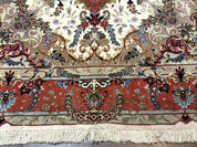 Wonderful Persian Tabriz Rug 5x7, Very Fine 440 KPSI, Ivory and Coral, Rare - Jewel RugsShopify CollectiveHUNTEDFOX - Wonderful Persian Tabriz Rug 5x7, Very Fine 440 KPSI, Ivory and Coral, Rare