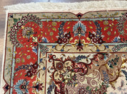 Wonderful Persian Tabriz Rug 5x7, Very Fine 440 KPSI, Ivory and Coral, Rare - Jewel RugsShopify CollectiveHUNTEDFOX - Wonderful Persian Tabriz Rug 5x7, Very Fine 440 KPSI, Ivory and Coral, Rare