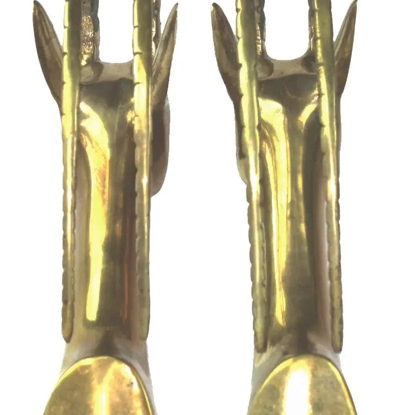 1970s Mid-Century Brass Gazelle Bookends - H U N T E D F O X