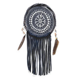 Black Crochet and Suede Dreamcatcher Wall Art