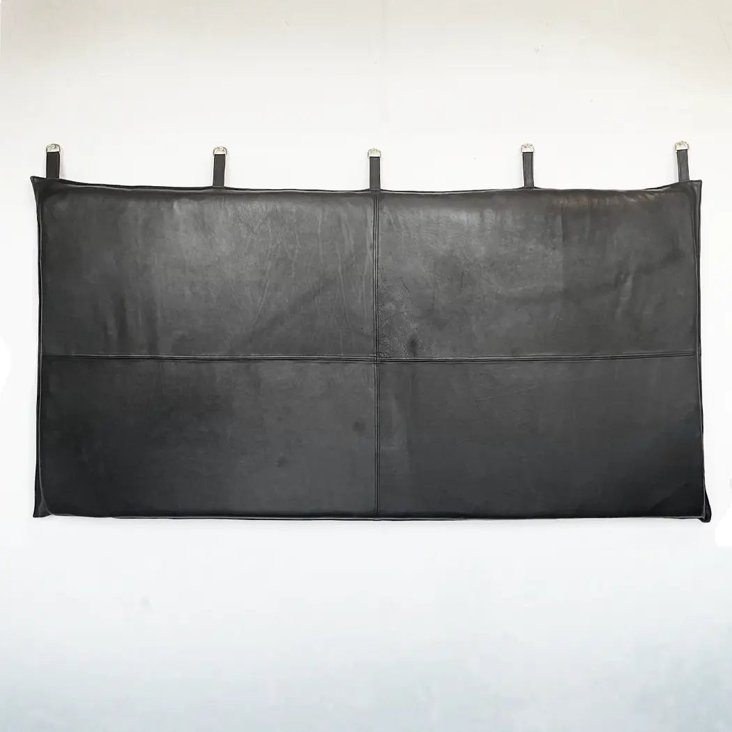 Black Leather Hanging Headboard with straps - H U N T E D F O X