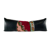 Black Leather Vintage Kilim King Pillow - HUNTEDFOX