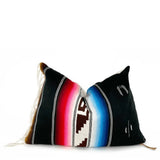 Black Vintage Serape Saltillo Decorative Accent Pillow