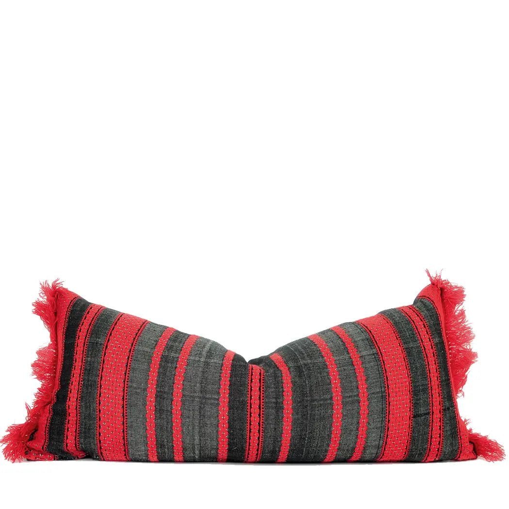 Black & Red Striped Accent Pillow - H U N T E D F O X