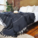 Oaxaca Coverlet | Black & White Striped Bed Blanket