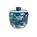 Blue & White Handmade Mid-Century Butter Pot