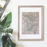 Wall Art Framed Boho Green & Yellow Bird  | Vintage Amate Painting