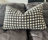 B&W Checker Mudcloth & Leather Lumbar