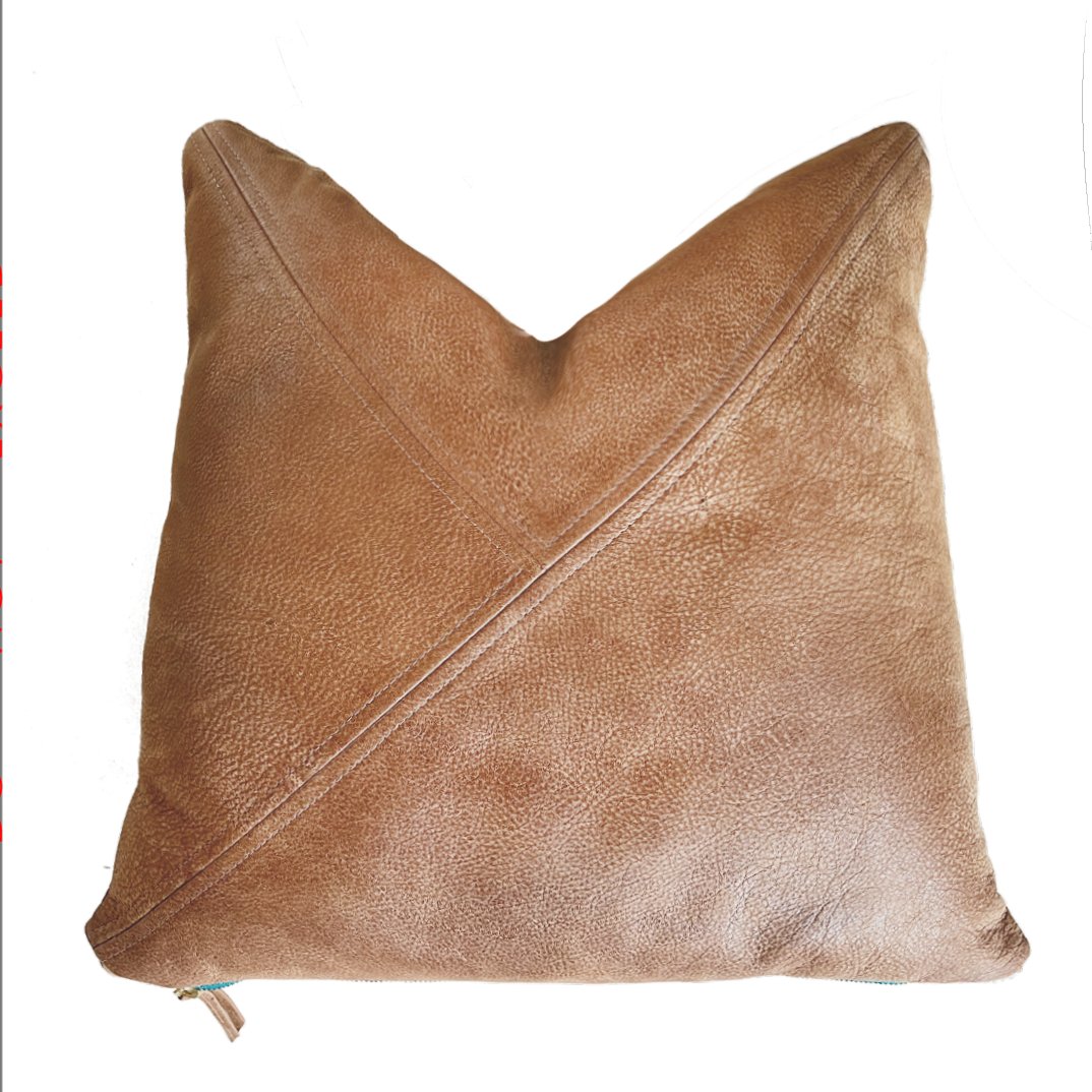 Classic Tan Leather Throw Pillows - HUNTEDFOX