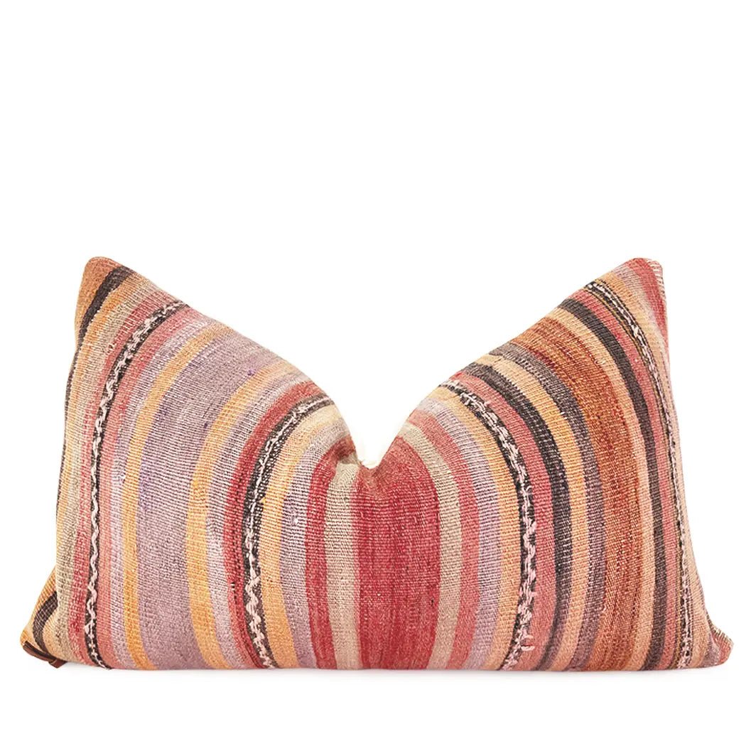 Colorful Vintage Striped Lumbar Pillow - H U N T E D F O X