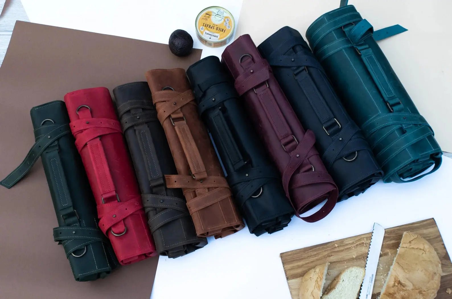 Genuine Leather Tool Roll Up Pouch- Handcrafted Tool Kit (10 Slots