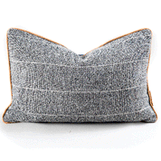 Gray Wool & Leather Accent Pillow - H U N T E D F O X