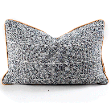 Grey Wool Leather Accent Pillow HUNTEDFOX