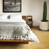 Grey Handwoven Bed Blanket Coverlet