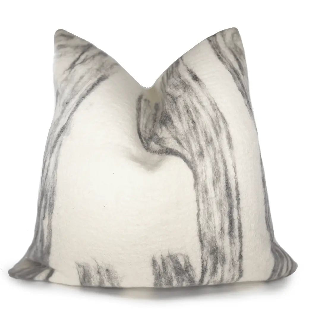 Grey & Ivory Wool Accent Pillow - H U N T E D F O X