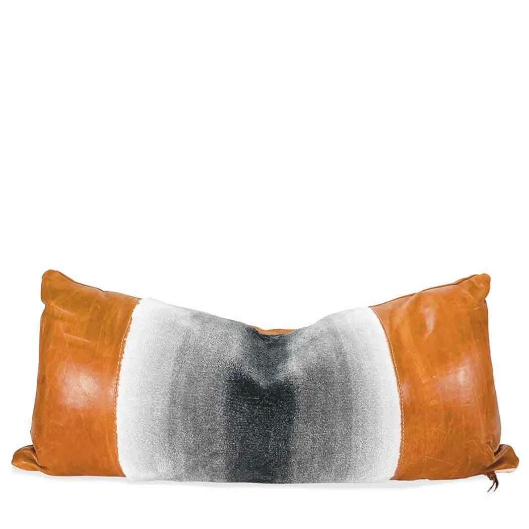Leather Split Queen Lumbar with Grey Textured Center - H U N T E D F O X