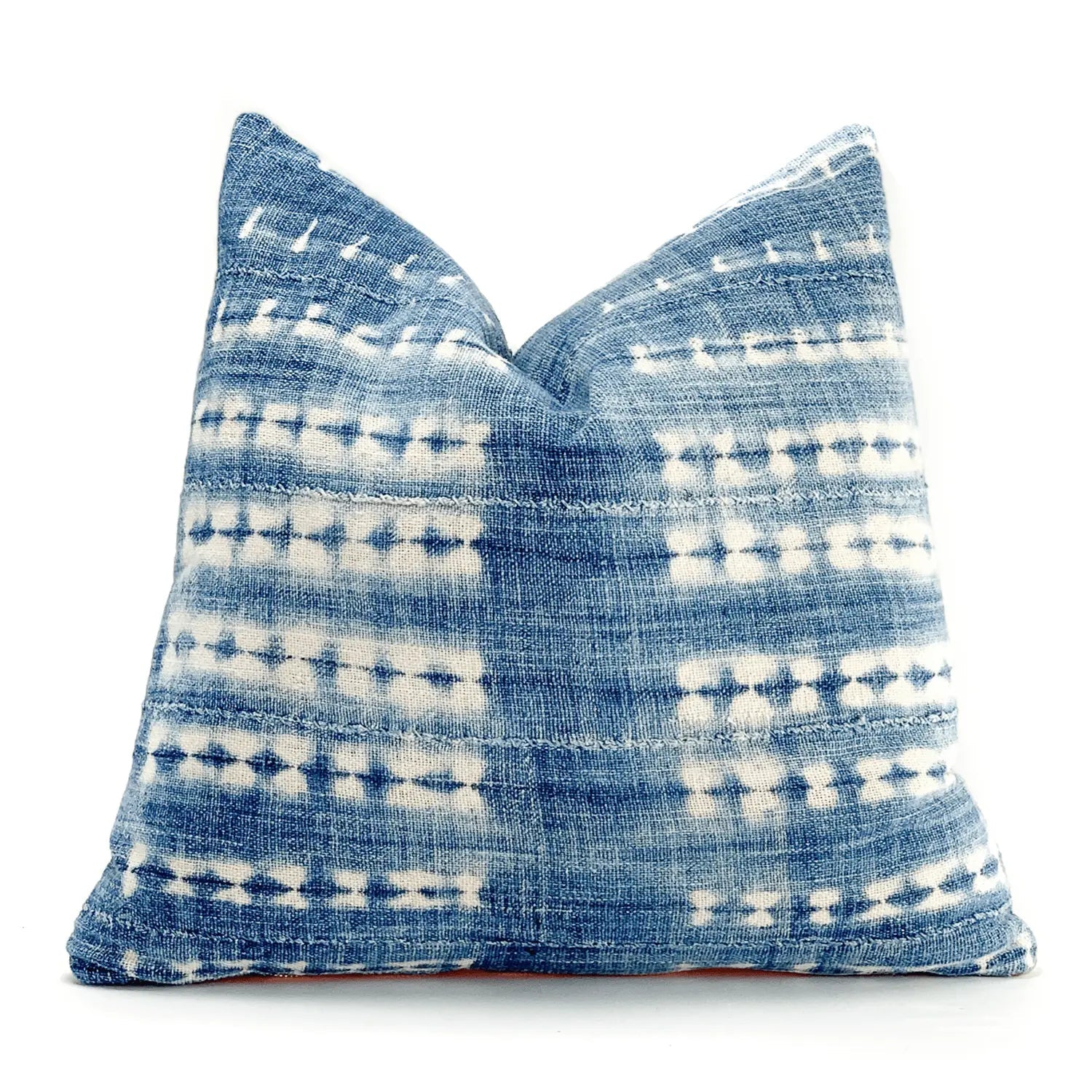 vintage indigo - blue and white accent pillow 