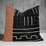 Modern Geometric Black & White Euro with Leather