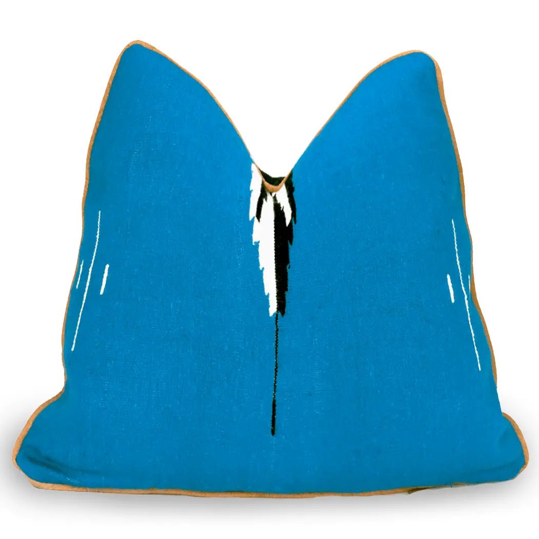 Modern Mexican Blue Diamond Serape Pillow - H U N T E D F O X