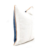 Neutral Throw Pillow With Leather - HUNTEDFOX