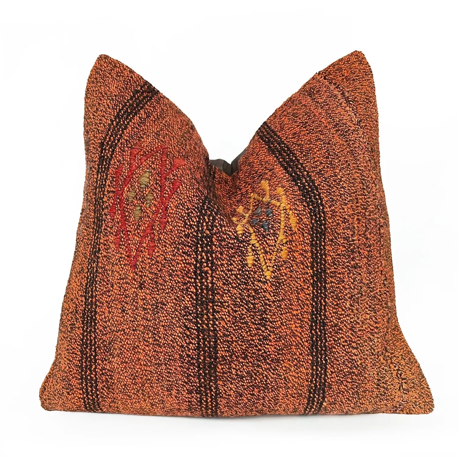 Orange Vintage Kilim Decorative Pillow – handcrafted by HUNTEDFOX in Los Angeles