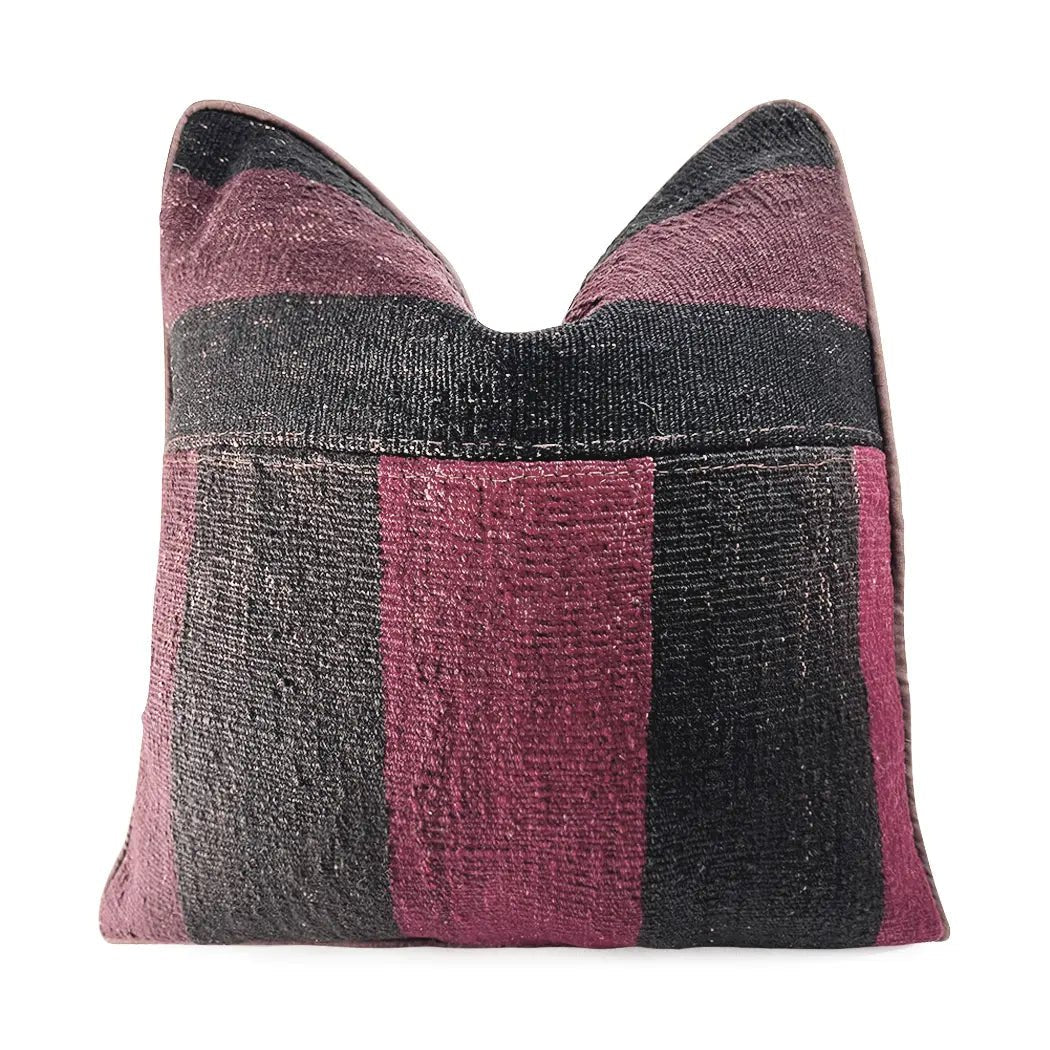 Plumb Purple and Black Striped Pillow H U N T E D F O X
