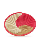 Red and Natural Grass Woven Decorative Basket