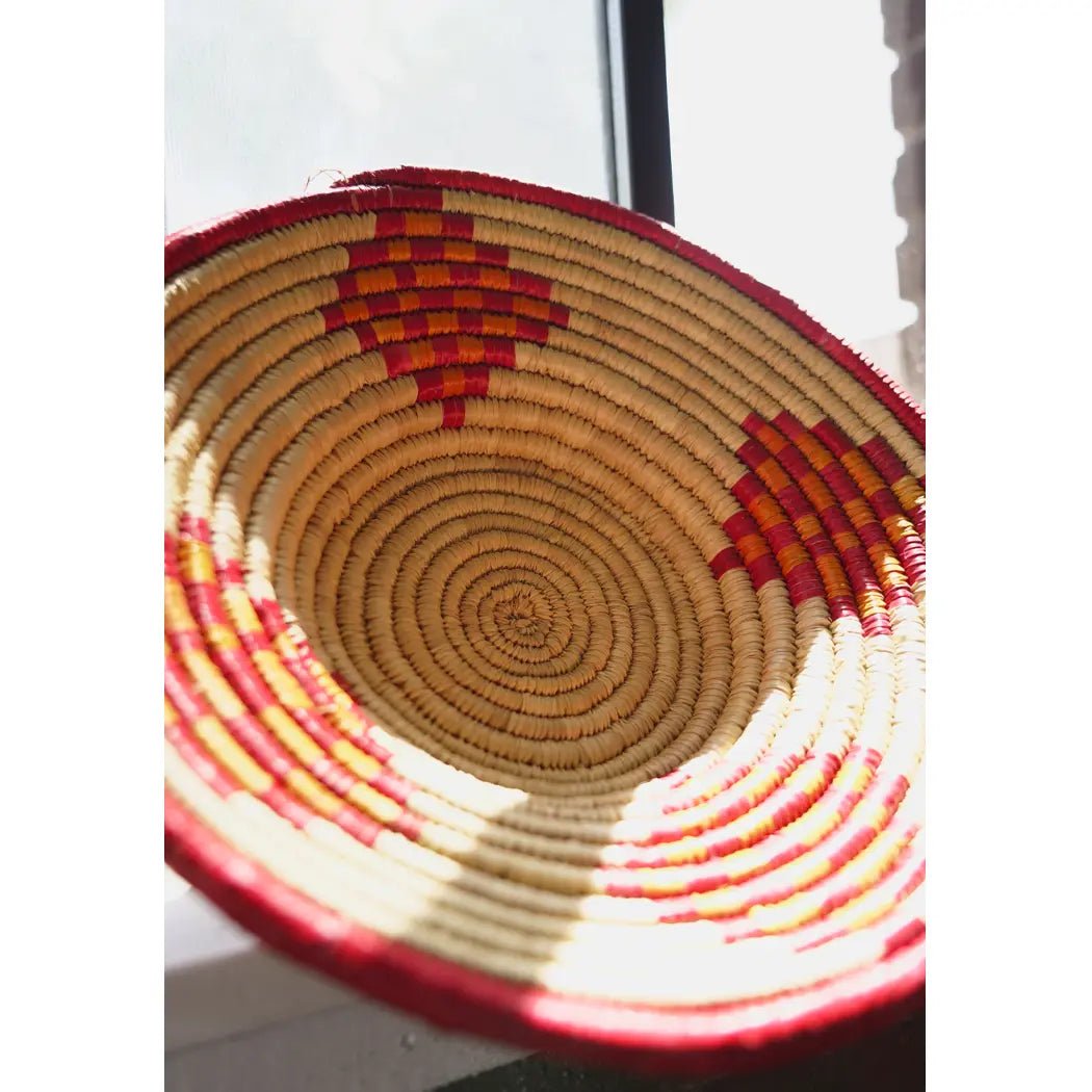Red and Orange Natural Woven Basket H U N T E D F O X