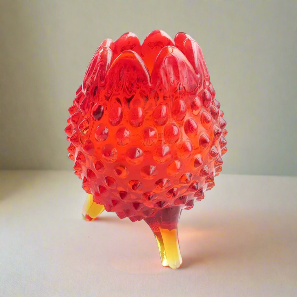 Red Mid Century Blown Glass Decorative Accent