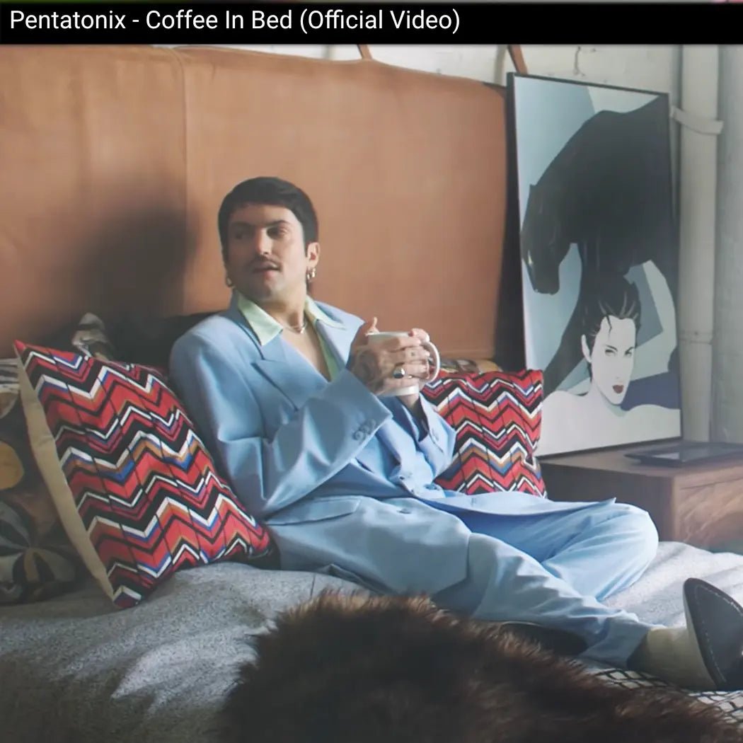 Pentatonix - Coffee in Bed Video with Red White Black and Mustard Pillows