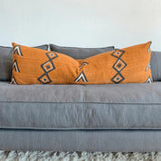 Rustic Orange Mudcloth Long Lumbar Pillow - HUNTEDFOX