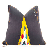 Black & Leather Southwestern Navajo Accent Pillow - H U N T E D F O X