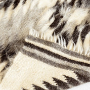 close up detail of pattern of Ukrainian natural wool blanket 