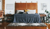 Leather Headboard KING - Whiskey Brown - Hanging w/ Straps