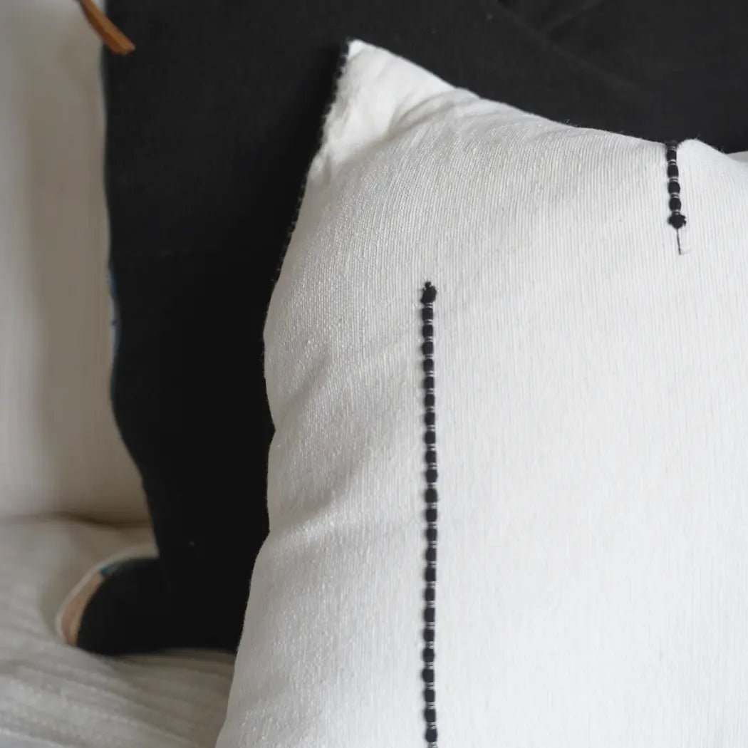 White & Black Oaxacan Pillow Cushion - H U N T E D F O X